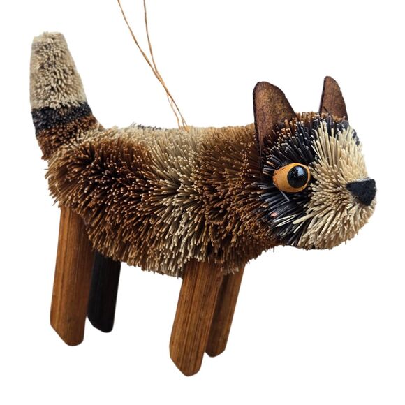 Lot of 3 Bristle Bottle Brush Woodland Animal Ornaments Squirrel Raccoon Fox - Picture 12 of 16